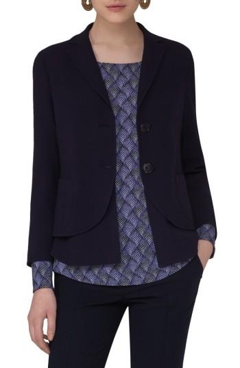 Women's Akris Punto Wool Blend Seersucker Blazer - Blue