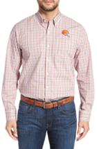 Men's Cutter & Buck Cleveland Browns - Gilman Regular Fit Plaid Sport Shirt, Size - Orange