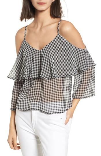 Women's Ten Sixty Sherman Gingham Cold Shoulder Top - Black