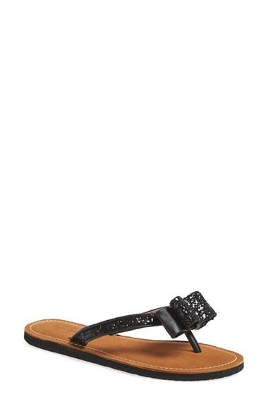 Women's Kate Spade New York 'icarda' Glitter Flip Flop M - Black