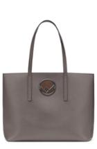 Fendi Logo Leather Shopper - Grey