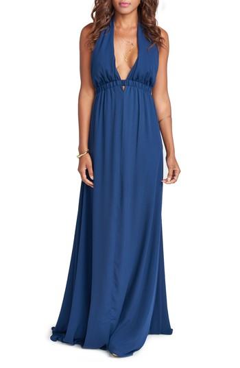 Women's Show Me Your Mumu Luna Halter Gown, Size - Blue