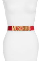 Women's Moschino Logo Leather Belt - Red