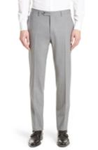 Men's Canali Flat Front Solid Stretch Wool Trousers