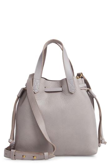 Madewell The Mini Pocket Transport Leather Drawstring Tote - Grey