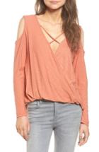 Women's Michelle By Comune Anchor Cold Shoulder Surplice Tee - Black