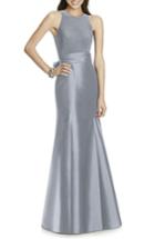 Women's Alfred Sung Mikado Jersey Bodice Trumpet Gown - Grey