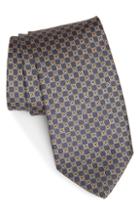 Men's Salvatore Ferragamo Genzian Print Silk Tie, Size - Grey