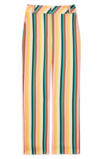 Women's Topshop Rainbow Stripe Wide Leg Trousers Us (fits Like 0) - Yellow