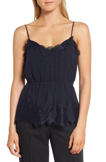 Women's Lewit Lace Trim Silk Camisole - Blue