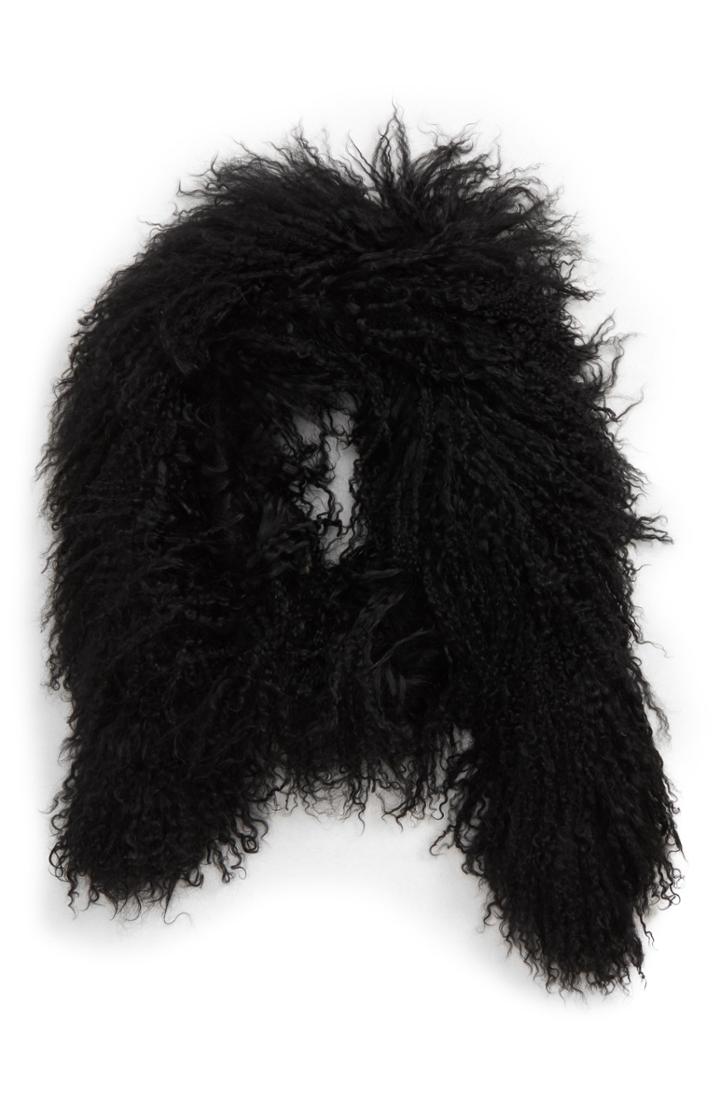 Women's Toria Rose Genuine Mongolian Lamb Fur Boa, Size - Black
