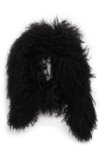 Women's Toria Rose Genuine Mongolian Lamb Fur Boa, Size - Black