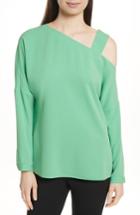 Women's Tibi Cutout Shoulder Crepe Top - Green