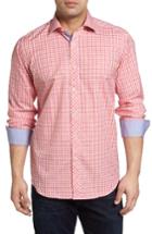 Men's Bugatchi Classic Fit Check Sport Shirt, Size - Coral