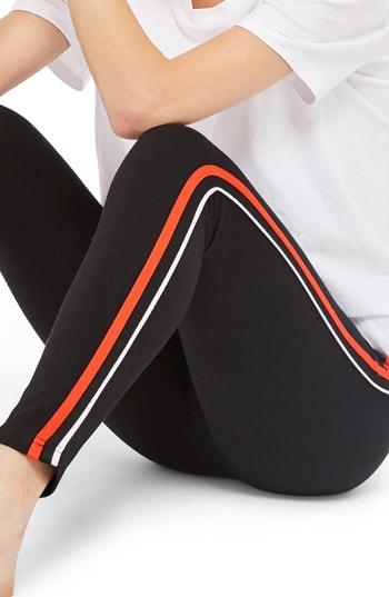 Women's Topshop Side Stripe Ponte Leggings Us (fits Like 10-12) - Black
