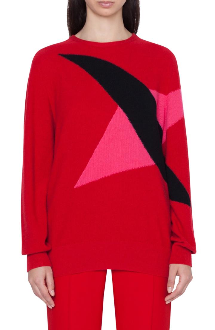 Women's Akris Double Diamond Intarsia Cashmere Sweater - Pink