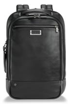 Men's Briggs & Riley Medium Leather Rfid Pocket Laptop Backpack - Black