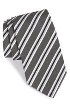 Men's Boss Stripe Silk Tie, Size - Black