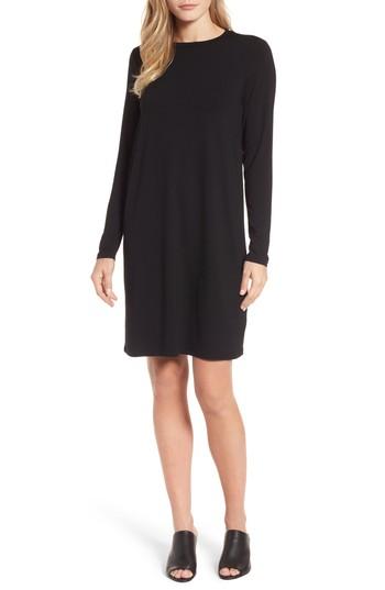 Women's Eileen Fisher Jersey Shift Dress, Size - Black