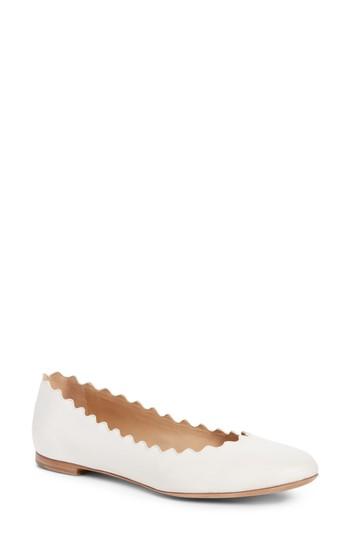Women's Chloe 'lauren' Scalloped Ballet Flat Us / 34eu - White
