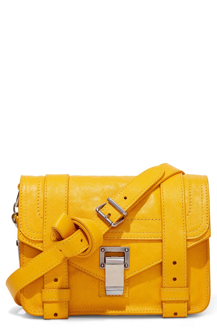 Proenza Schouler 'mini Ps1' Lambskin Leather Crossbody Bag - Yellow