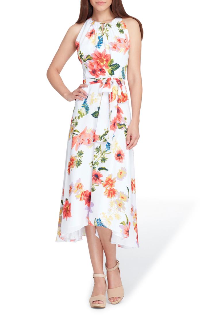 Women's Tahari Sleeveless Floral Chiffon Midi Dress