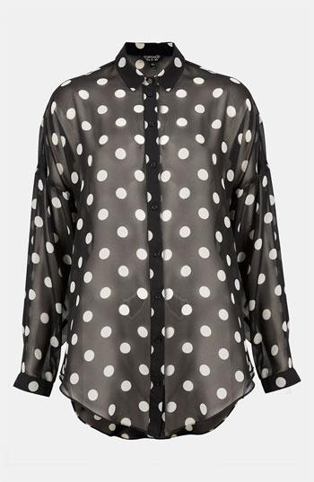 Topshop Sheer Polka Dot Shirt Black 4