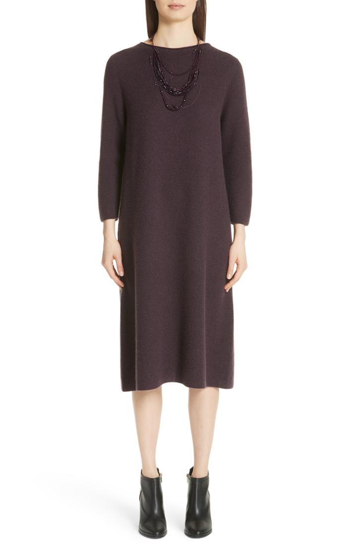 Women's Fabiana Filippi Metallic Knit Wool Blend Dress Us / 40 It - Purple