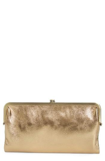 Women's Hobo 'lauren' Leather Double Frame Clutch - Beige