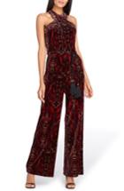 Women's Tahari Velvet Halter Jumpsuit - Red