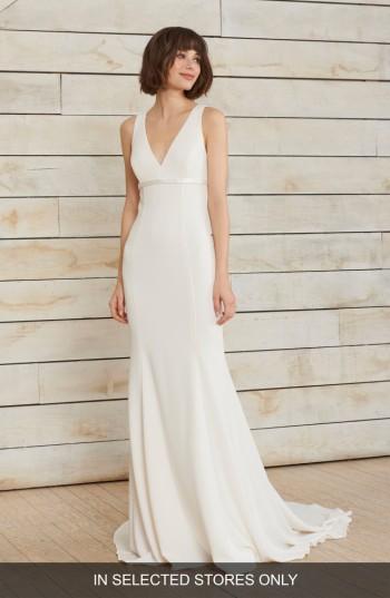 Women's Nouvelle Amsale Frankie V-neck Crepe Gown, Size In Store Only - Ivory