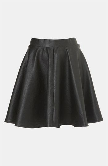Topshop 'andie' Faux Leather Skater Skirt