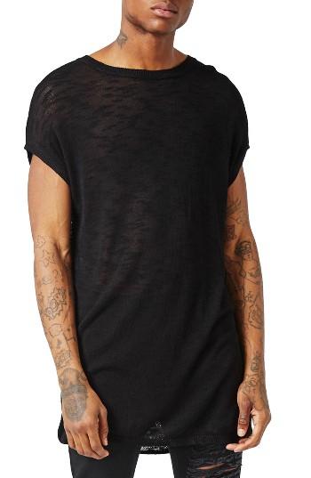 Men's Topman Aaa Collection Oversize Cap Sleeve T-shirt - Black