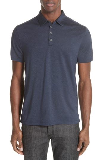 Men's John Varvatos Collection Hampton Silk Blend Jersey Polo - Blue