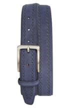 Men's Nordstrom Men's Shop Windsor Perforated Suede Belt - Navy