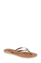 Women's Malvados Lux Leather Footbed Thong Sandal /6 M - Metallic