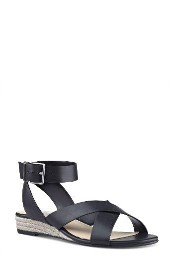 Women's Nine West Mossa Cross Strap Wedge Sandal .5 M - Black