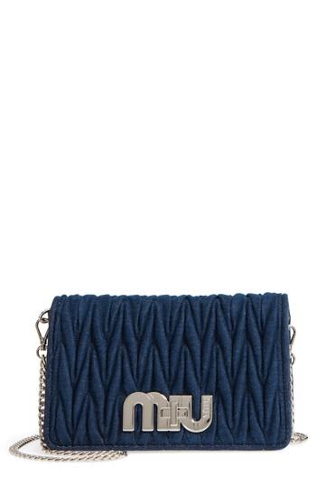 Miu Miu Matelasse Denim Crossbody Clutch - Blue