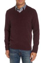 Men's Nordstrom Men's Shop Cashmere V-neck Sweater, Size - Burgundy