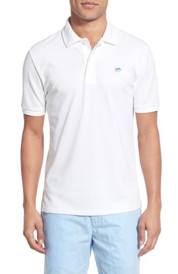 Men's Southern Tide 'skipjack Micro Pique' Stretch Cotton Polo, Size - White