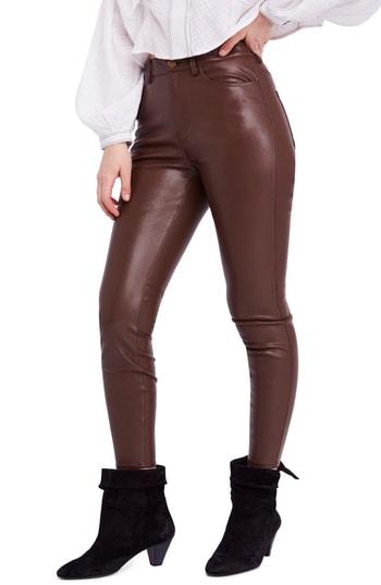 Women's Free People Long & Lean High Waist Leggings - Brown