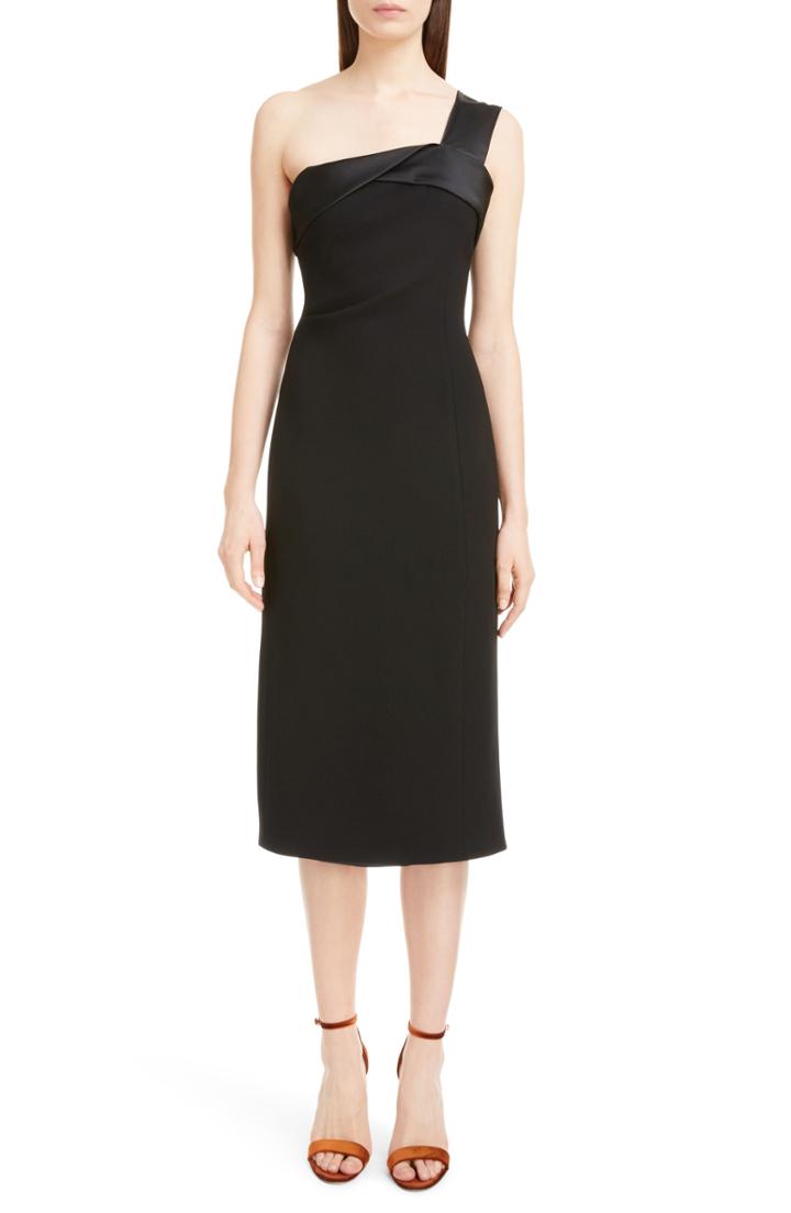 Women's Victoria Beckham Satin Strap One-shoulder Dress - Black