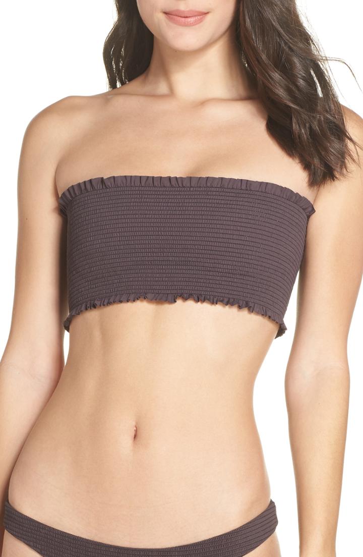 Women's Pilyq Smocked Bandeau Bikini Top - Brown