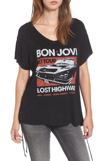 Women's Mimi Chica Bon Jovi Lace-up Tee - Black