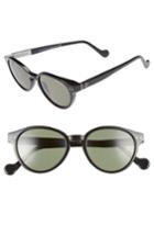 Women's Moncler 50mm Round Sunglasses - Shiny Black/ Green
