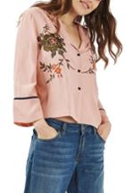 Women's Topshop Embroidered Kimono Shirt