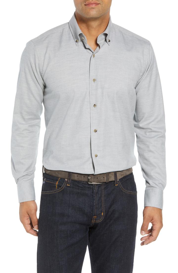 Men's Peter Millar Collection Hamra Regular Fit Sport Shirt, Size - Metallic
