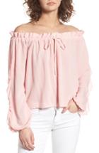 Women's Bp. Ruffle Sleeve Off The Shoulder Top, Size - Pink