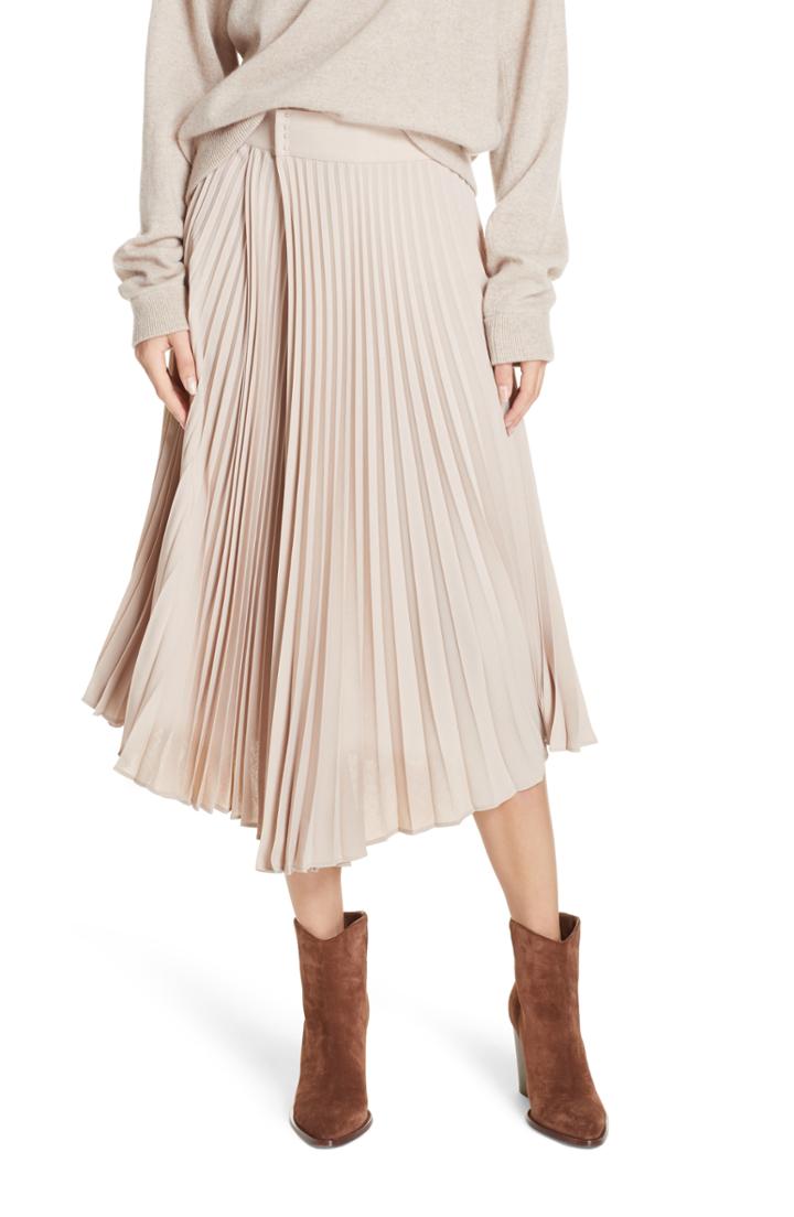 Women's Vince Asymmetric Hem Pleated Skirt