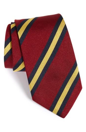 Men's Gitman Stripe Silk Tie, Size X-long X-long - Burgundy